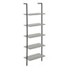 Monarch Specialties Bookshelf, Bookcase, Etagere, Ladder, 5 Tier, 72"H, Office, Bedroom, Metal, Laminate, Grey, Black I 3681